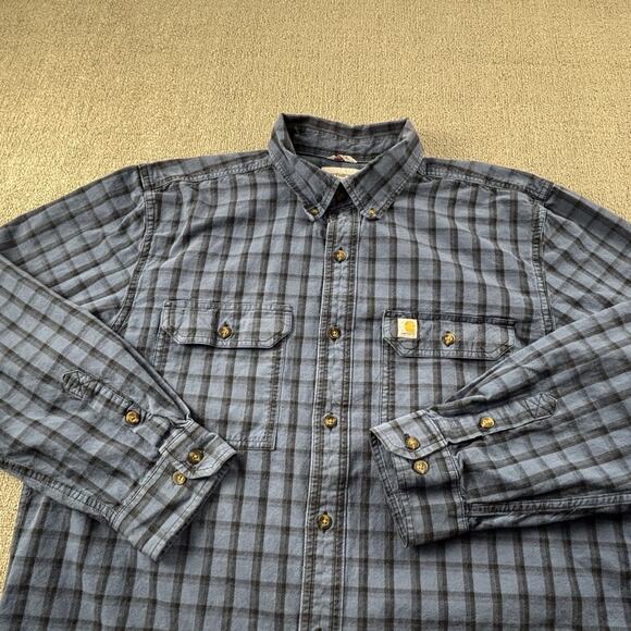 Carhartt Shirt Adult Large Check Button Up Long Sleeve Workwear Casual Men's - Picture 8 of 14